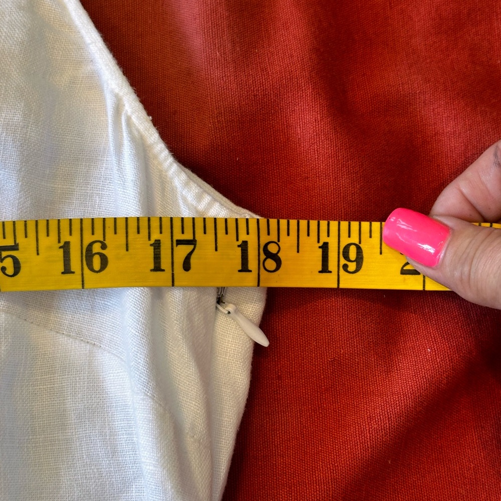 Sail to sable size Small white linen with‎ coral trim V-neck tunic/mini dress - Picture 10 of 12